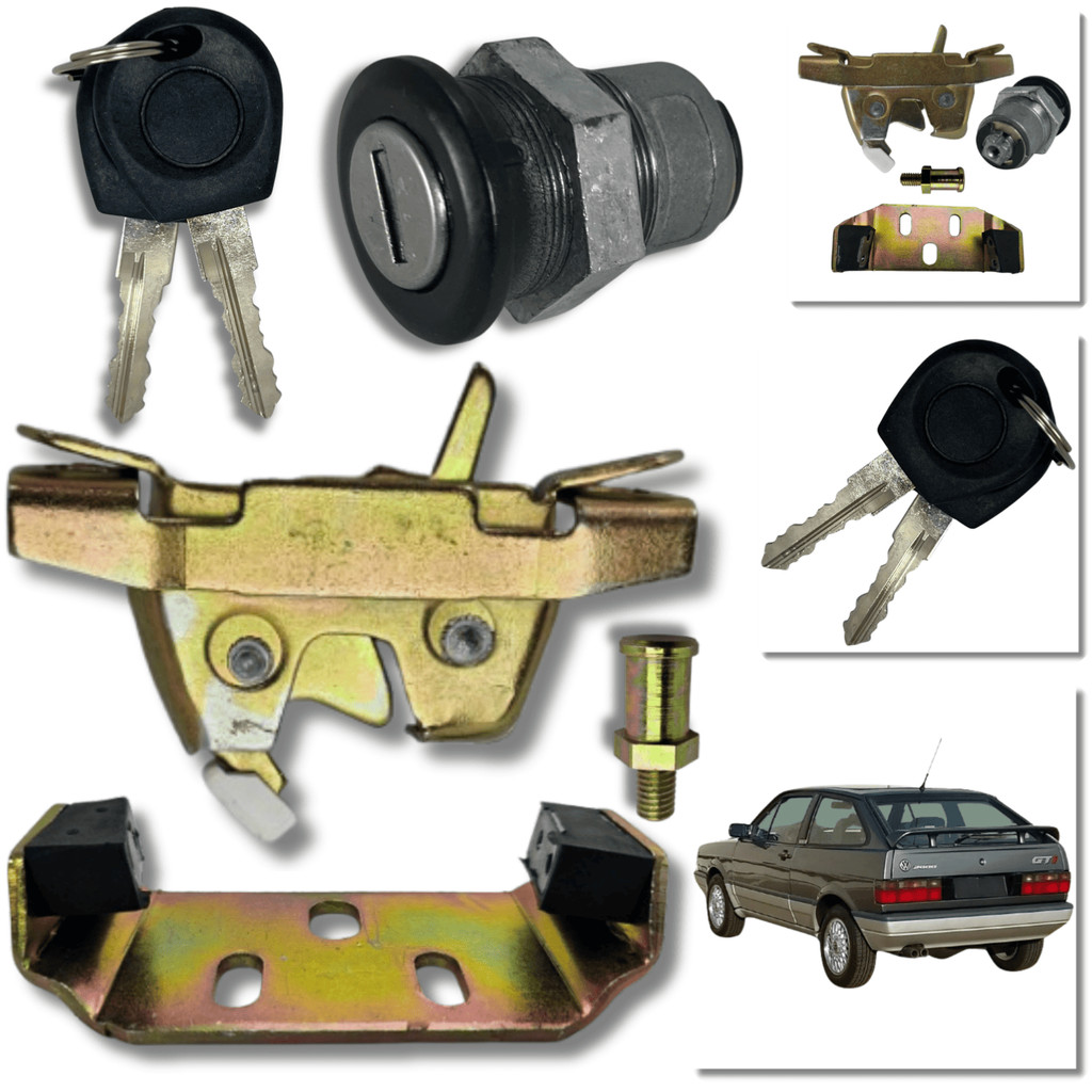 Conjunto Fechadura + Batentes + Cilindro Da Tampa Do Porta-Malas Volkswagen Gol G1 Quadrado 1980 1981 1982 1983...1994