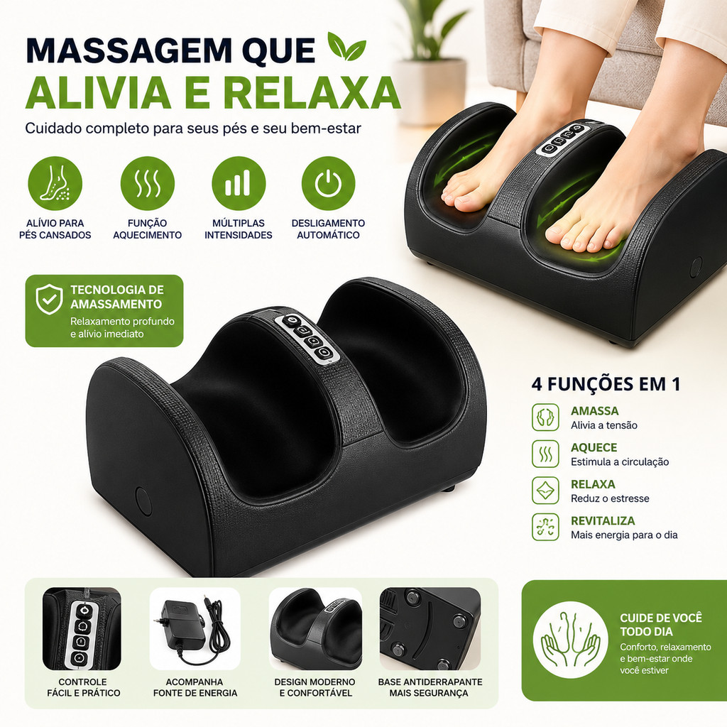 Massageador Elétrico De Pé Massagem Relaxante Terapêutica Anti Stress Linha Premium