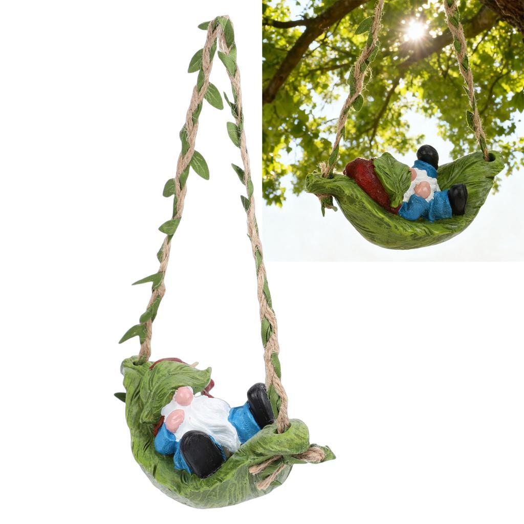onebuycart Luocute Jardim Gnomo Em Folha Estátua De Rede Bonito Balançando Decoração De Quintal Ao Ar Livre Com Parafuso