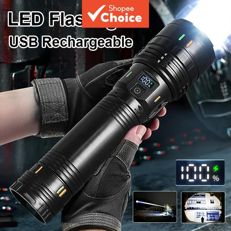 Lanterna LED profissional de alta potência com zoom, feixe de laser focalizado de longo alcance, luz de emergência com