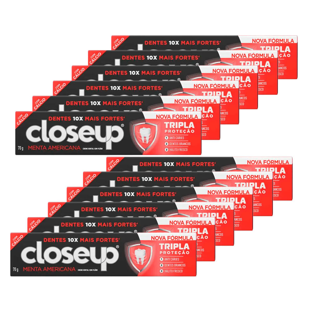 Kit Creme Dental Close Up Triple Menta Americana 70g - 12 Unidades
