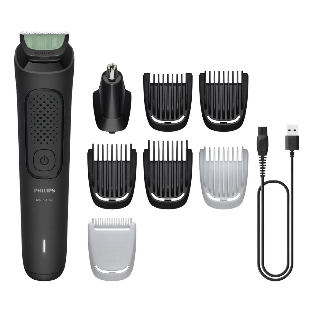 Aparador de Pelos Philips Multigroom MG3917/15 Sem Fio Com 8 Acessórios e Autonomia de 60 Minutos Bivolt na Cor Preto