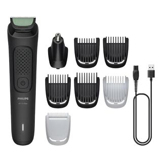 Aparador de Pelos Philips Multigroom MG3917/15 Sem Fio Com 8 Acessórios e Autonomia de 60 Minutos Bivolt na Cor Preto