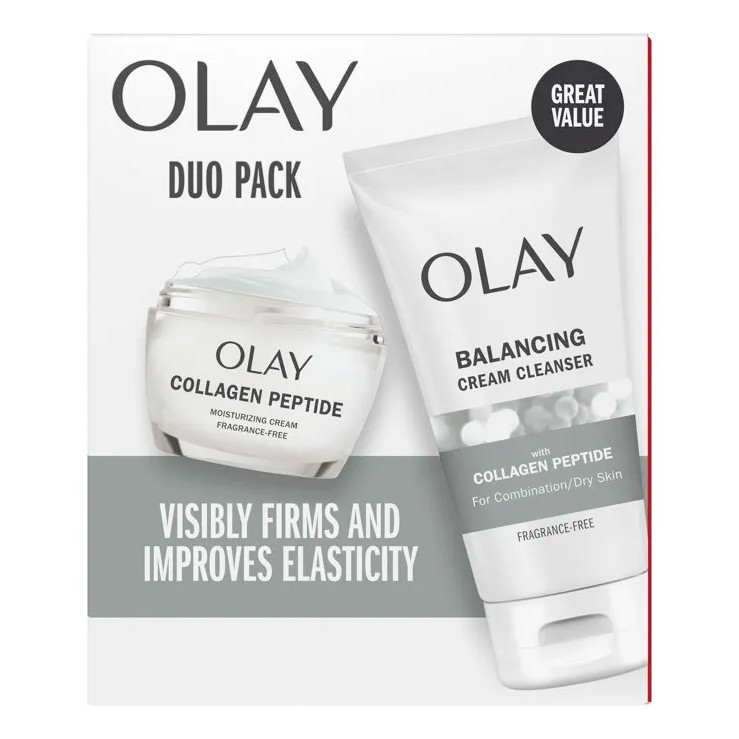 Kit 2 Óleo Olay Peptídeo De Colágeno E Creme De Limpeza Todo Tipo De Pele Dia