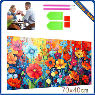 DIY pintura diamante kit de ferramentas flor florescendo arco-íris selvagem 70x40cm quadrado diamante presente do feriad