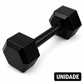 Halter Sextavado Pintado 1Kg Unidade Academia Musculação Treino Fitness Preto TL