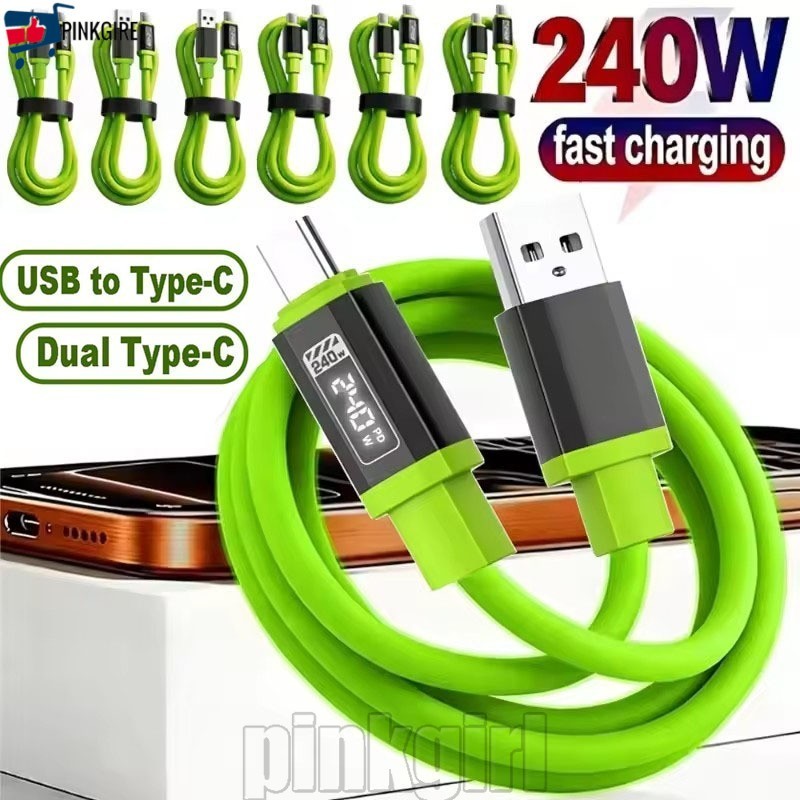 [Rdy Stk] 0.3-3M Celular 240W Fio De Dados De Carregamento Super Rápido-Linha Transferência De Arquivo-Alta Potência Uni