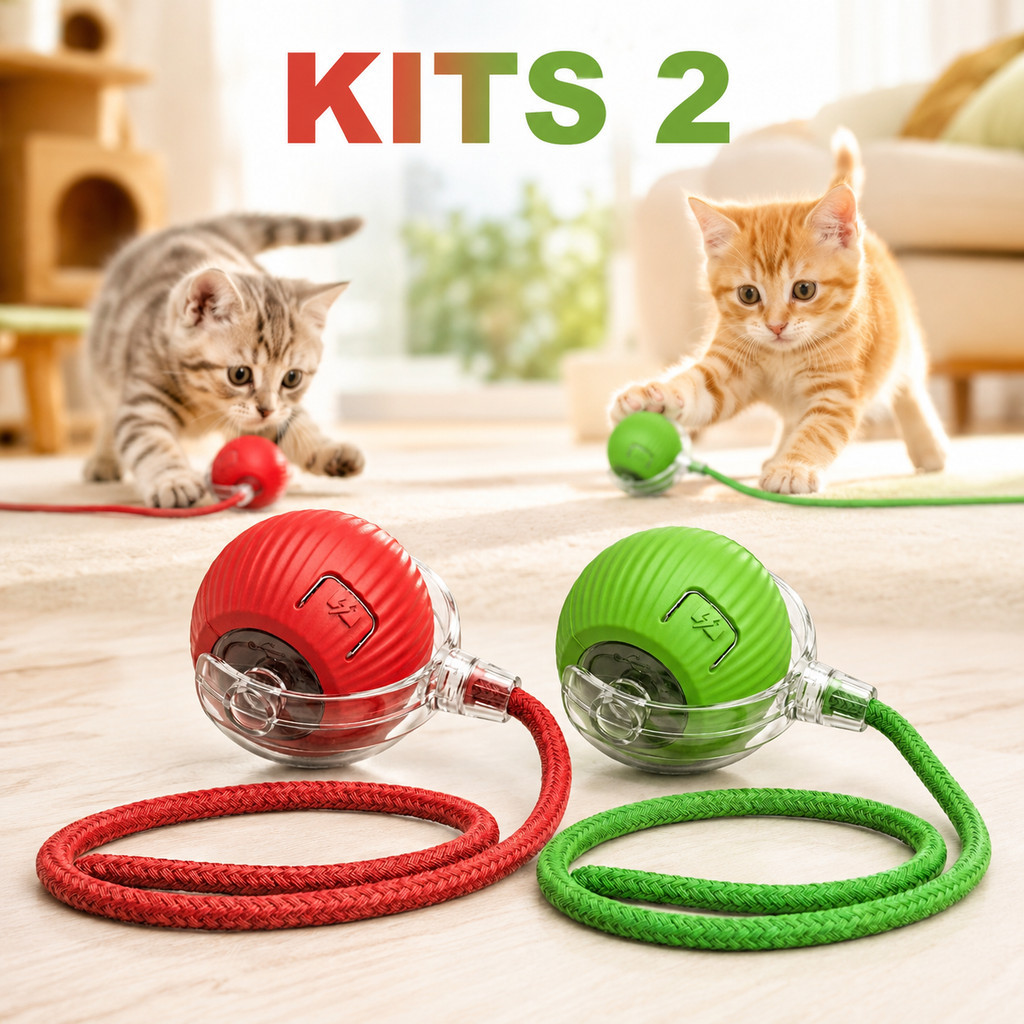 Kit 2 Peças Brinquedo Interativo Para Gatos Bola Automática USB