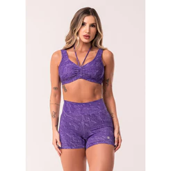 CONJUNTO FITNESS FEMININO TOP FRANZIDO E SHORT EUPHORIA DLK