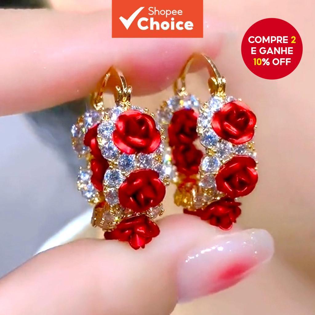 Clipes De Orelha De Rosa Romântica Cristal Strass Elegante Joias Delicadas De Luxo