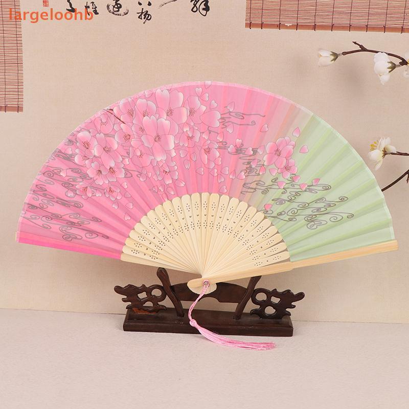 [largeloohb] Leque De Mão Dobrável De Seda Estampado Vintage sel Leques De Bambu Chinês Feminino Adereços De Dança Enfei