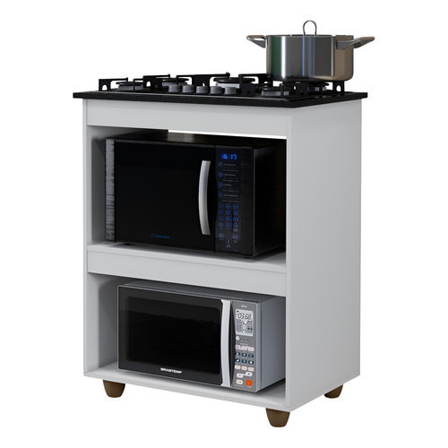 Balcão P Cooktop 5 Bocas Cozinha Armário Compacto Multiuso Branco