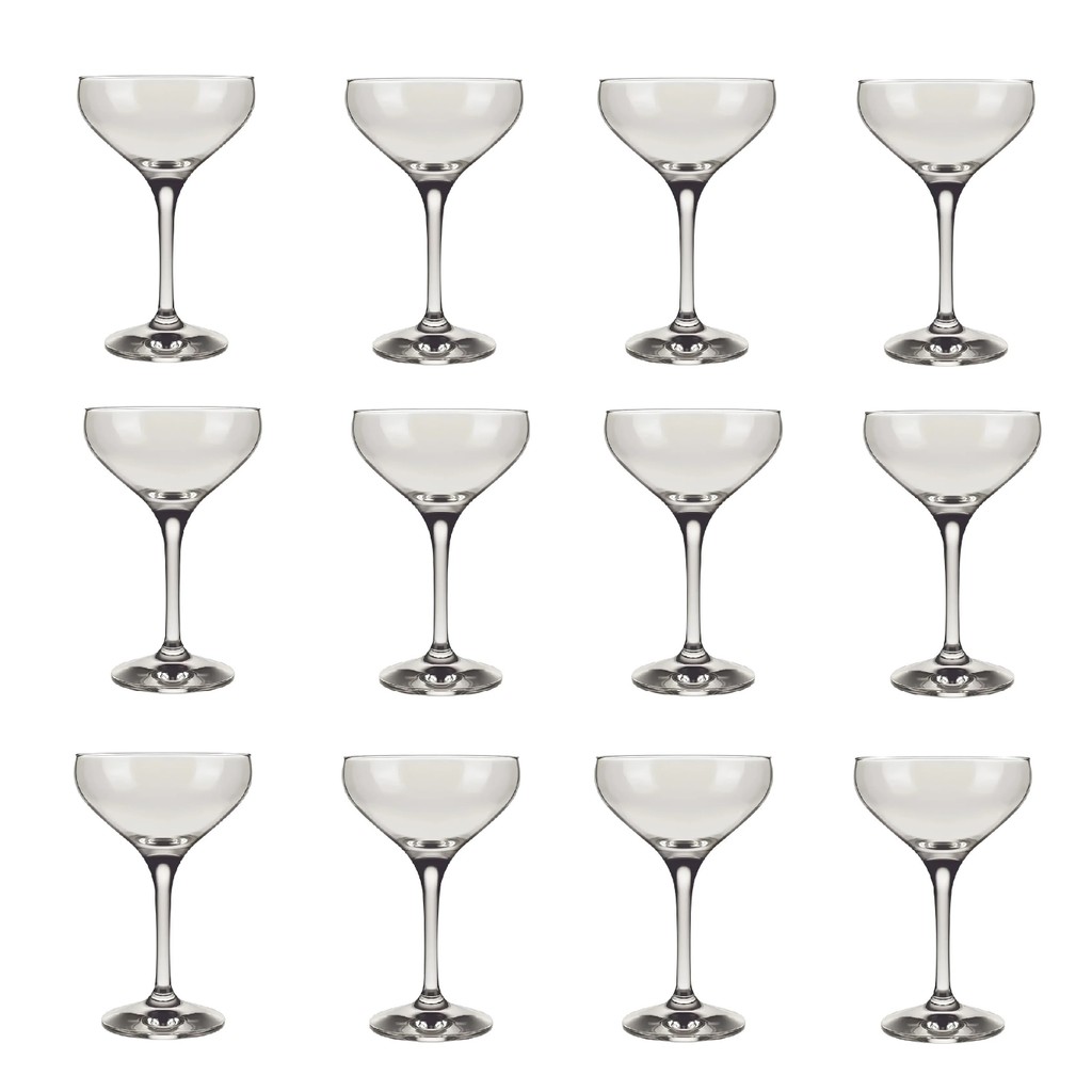 Jogo 12 Taças de Coquetel Drinks 220ml Vidro Mistic Nadir Para Bar Adega Festa e Restaurante