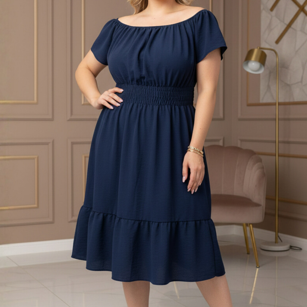 Vestido Ciganinha Plus Size Midi Duna Ombro A Ombro Gg A G3 em Oferta na Shopee