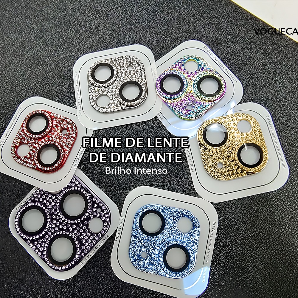 Película Lente De Câmera iPhone 16 15 14 13 12 11 Pro Plus Max Mini Diamond-Studded Integrated Film Lens M004-02 em Oferta na Shopee