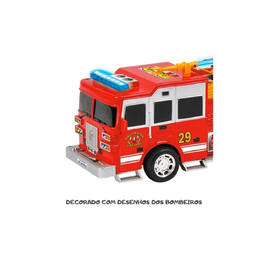Detalhes do Caminhão de Bombeiro Resgate Bate e Volta DMT3228 DM Toys