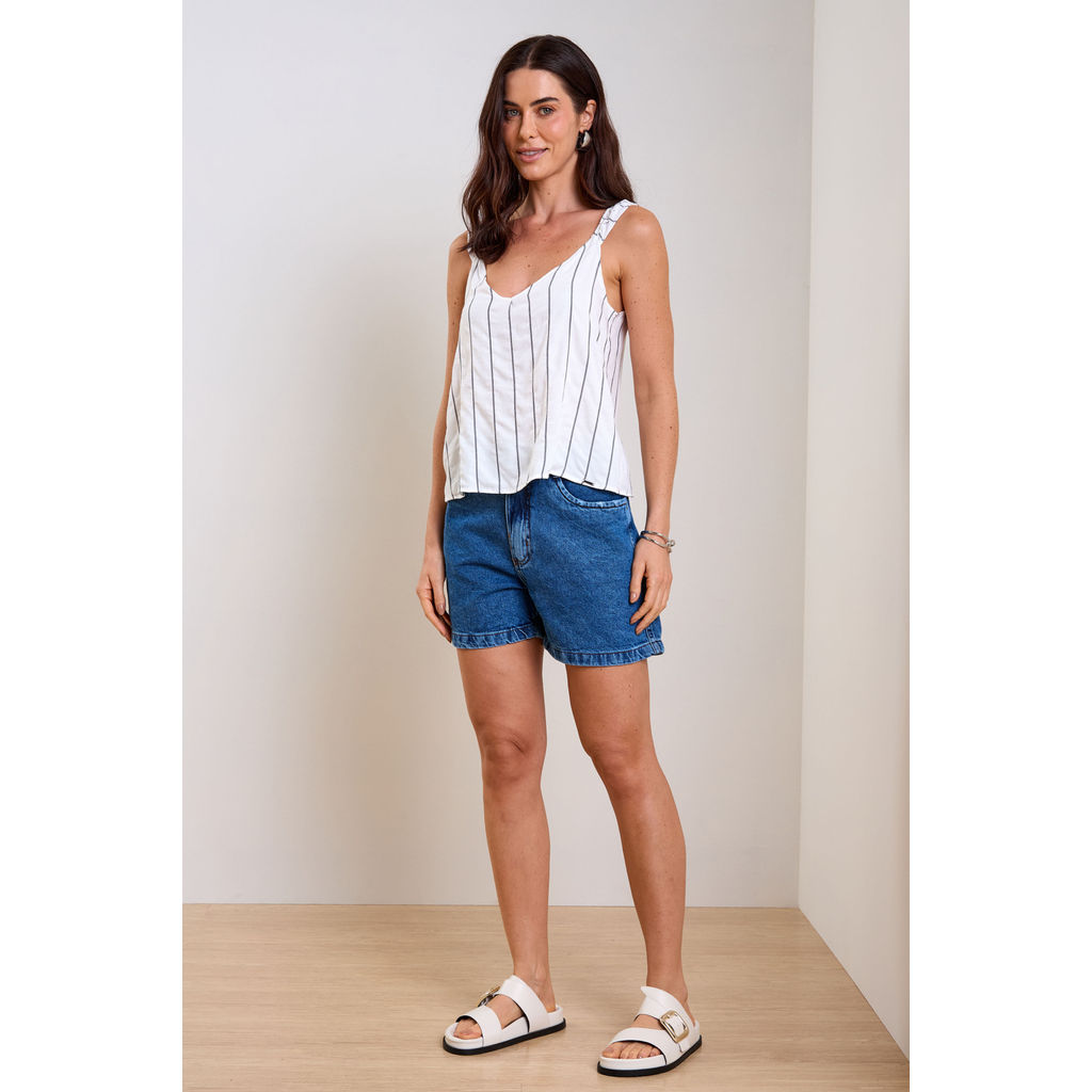 Detalhes do Regata Feminina Com Decote Marialícia Branco