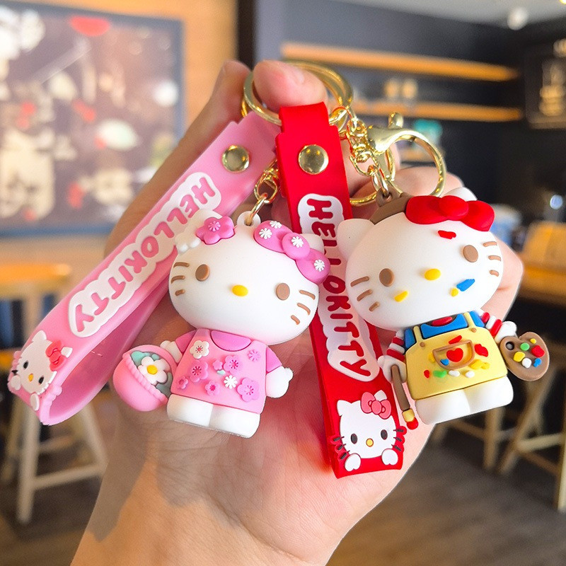 Chaveiro Hello Kitty, série fofa Sanrio, pingente para chave de carro, boneco de desenho animado