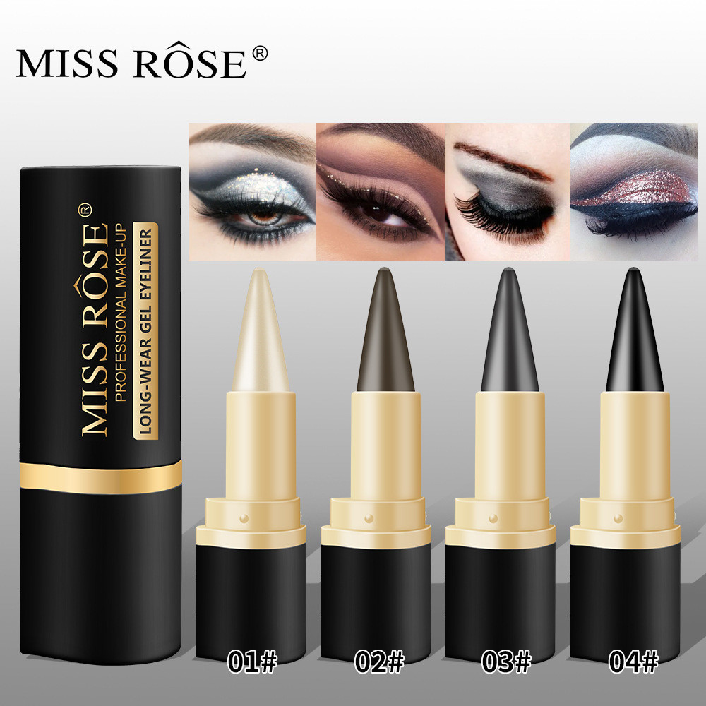 Missrose Pasta De Delineador Com Efeito Fosco À Prova D'água , Secagem Rápida , Caneta De Maquiagem Esfumaçada Preta Sól