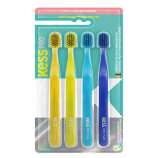 Kit 4 Escova Dental Kess Pro Extra Macia em Oferta na Shopee
