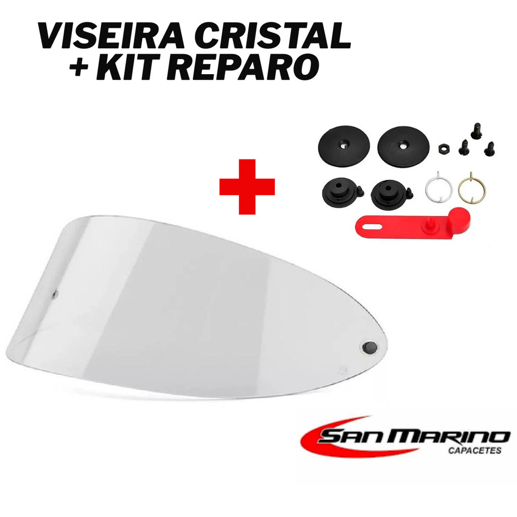 VISEIRA CRISTAL + KIT REPARAO COMPLETO CAPACETE TAURUS SAN MARINO