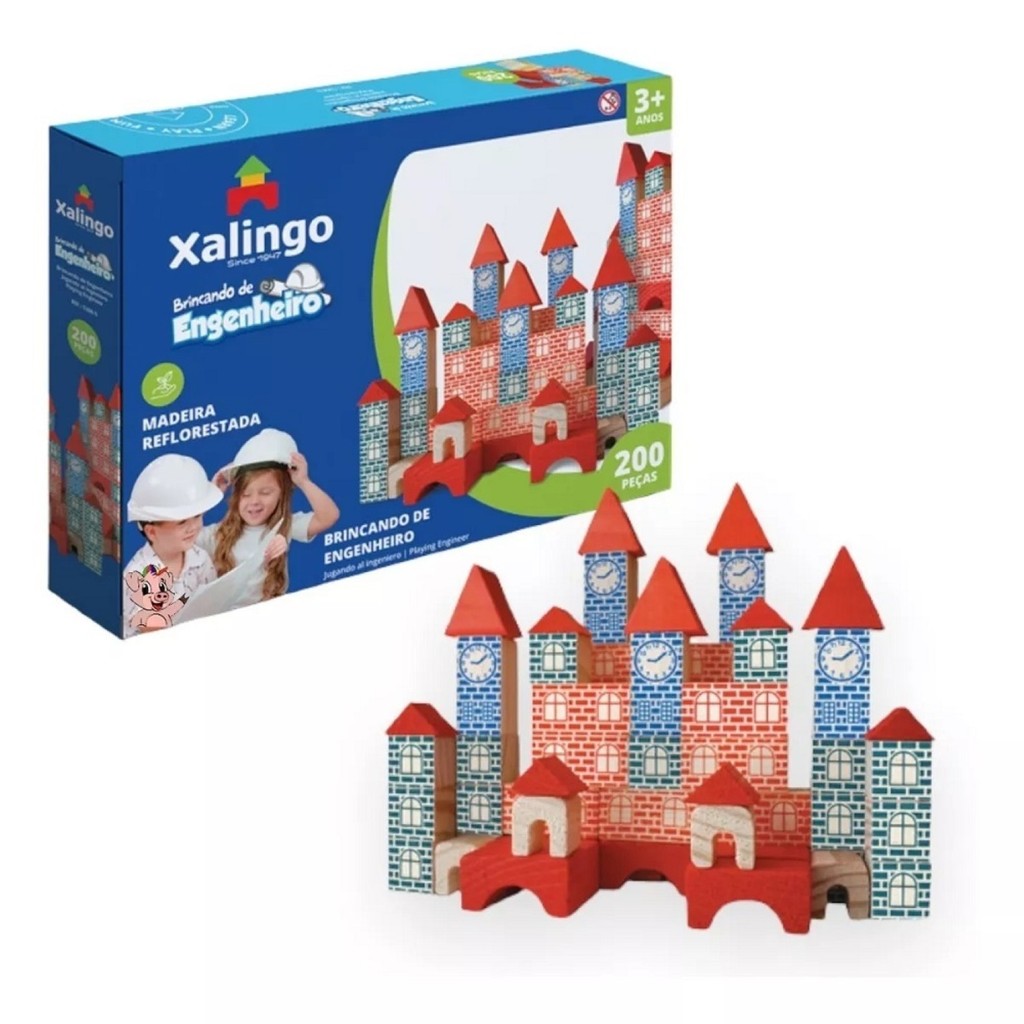 Blocos de Montar Xalingo Brincando de Engenheiro 200 Pçs