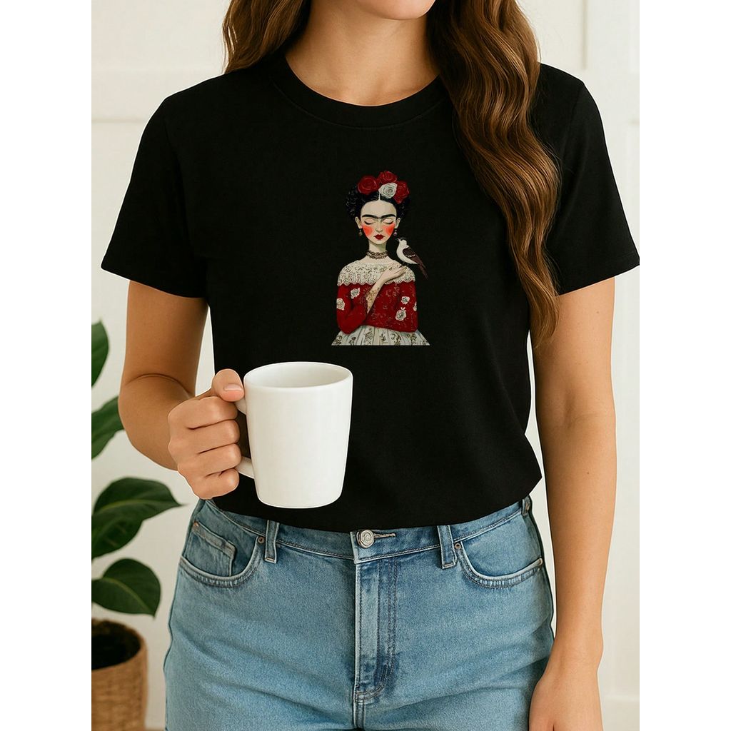 Camiseta Feminina Babylook Estampada Feminista Frida Khalo 100% Algodão Várias Cores Fofa Tumblr Blogueira