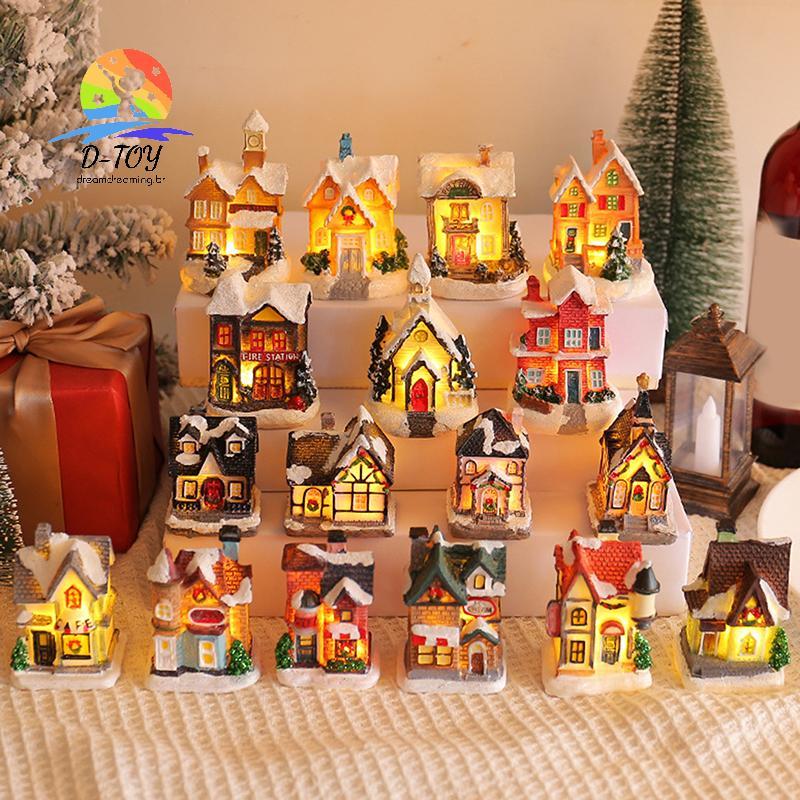D-LED Casas De Aldeia De Natal Construindo Inverno Vila Cidade Edifícios Coleção Casa Decoração De Quarto Interior Prese