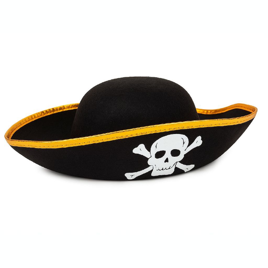 Chapéu de Pirata Detalhes Dourados Fantasia Caribe Cosplay Acessório Para Festa