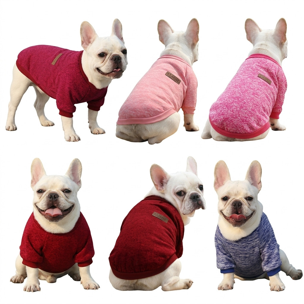 Bulldog Francês Pug Cão Gato Inverno Moletom Com Capuz Malha Pet Suéter Pequeno Médio Vestuário