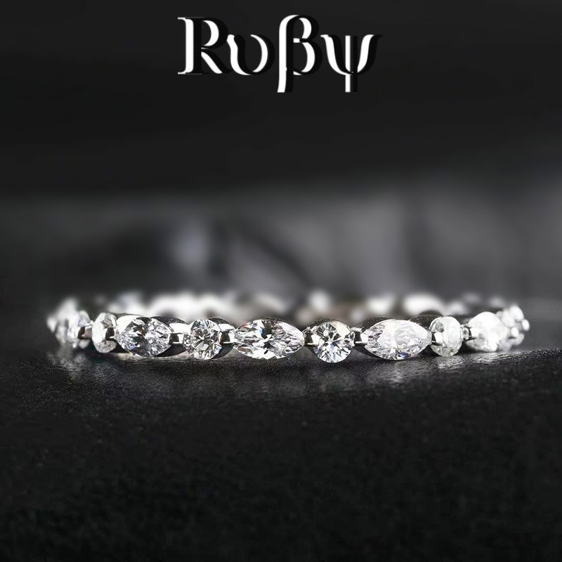 Ruby * 2026 Novo Estilo Anel Simples Olho de Cavalo Anel de Diamante ins Estilo Joias Moda Anel Círculo Fino