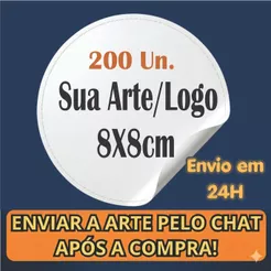 200 Adesivos Personalizados 8x8 cm - Logotipo Empresa Brindes - Alta Qualidade