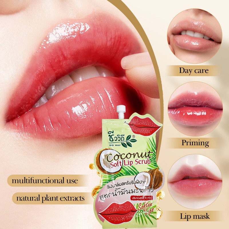 Frete grátis Tailândia 711 Compra chivavithi Óleo de Coco Esfoliante Labial Esfoliante Fade Lip Lines