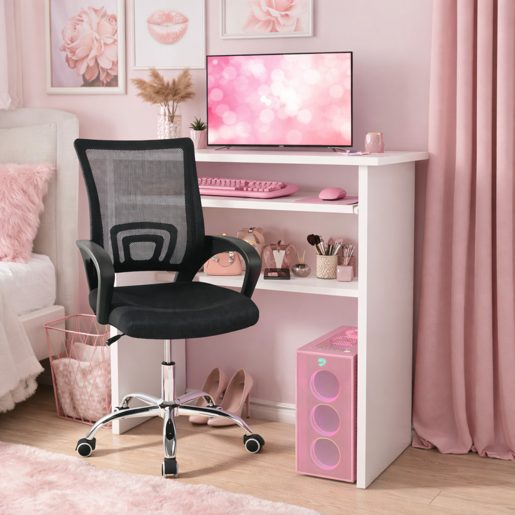 Kit Mesa Computador Compacta com Cadeira Office Quarto Estudo Home Office
