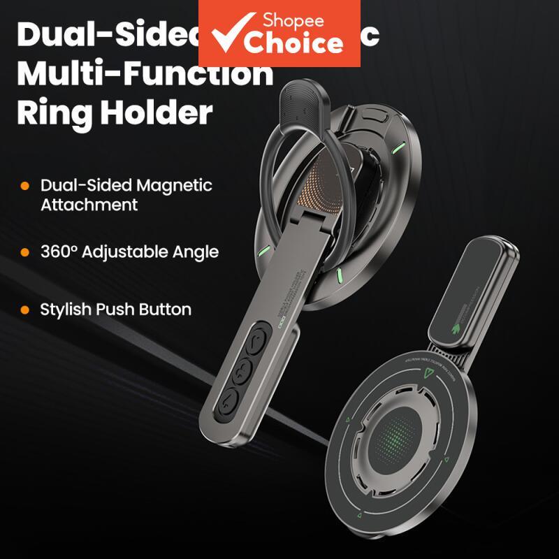 Suporte Magnético Dupla Face Rotação 360° Suporte de Dedo para Smartphone Suporte de Anel para Celular懒人支架