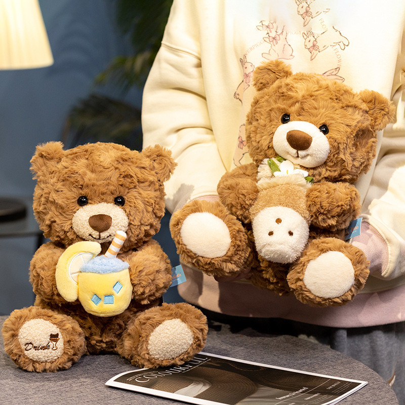 Novo Estilo Bolha Leite Chá Urso Boneca De Pelúcia Macio Travesseiro De Dormir Bonito Brinquedo Presente Para Meninas An