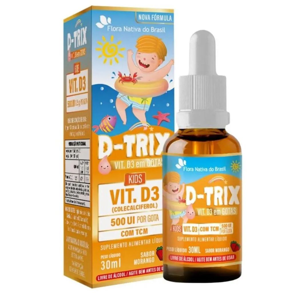 D-Trix TCM Kids Vitamina D 500UI Sabor Morango 30ml Flora Nativa