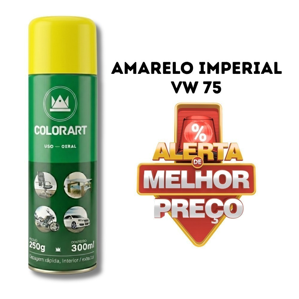 TOP VW 75 Amarelo Imperial Tinta Spray Automotiva 300ml Fusca Amarelo 75 OK