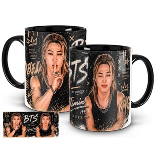 Caneca Kpop Estilo Coreano Jimin BTS Grafite Urbano Presente Fã 325ml Porcelana