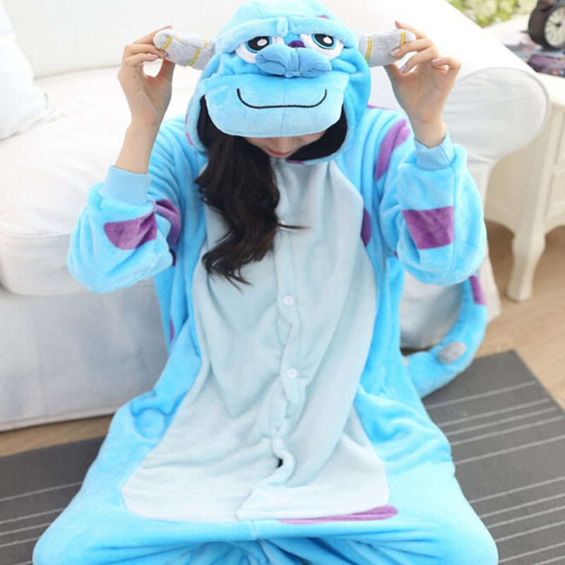 Pijama Kigurumi Monster Sullivan para Mulheres, Macacão de Animais, Fantasia de Anime para Adultos, Conjunto de Mascote
