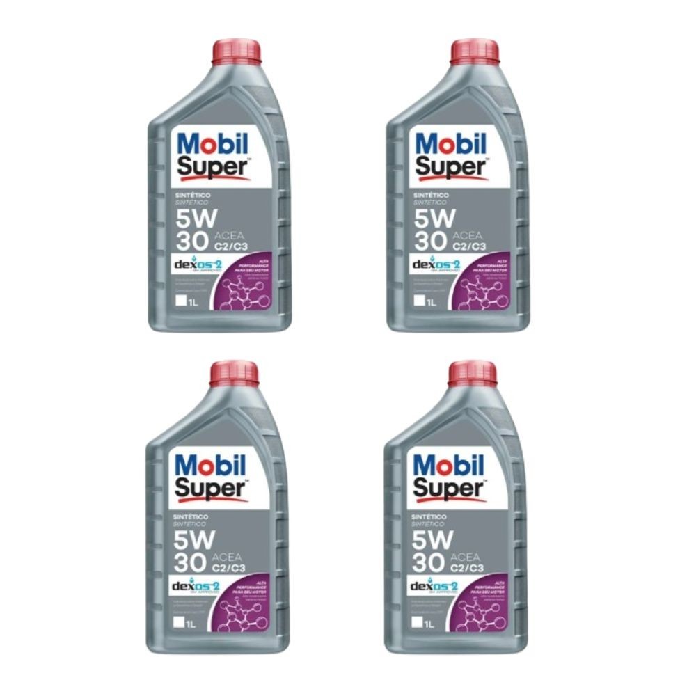 Kit 4 óleos De Motor 5w30 Sintético Mobil Dexos 2 1 Litro