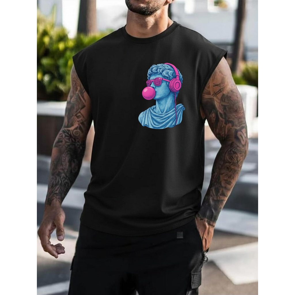 Regata Machão Masculina Estátua Grega Filosofia Camiseta Cavada 100% Algodão Verão