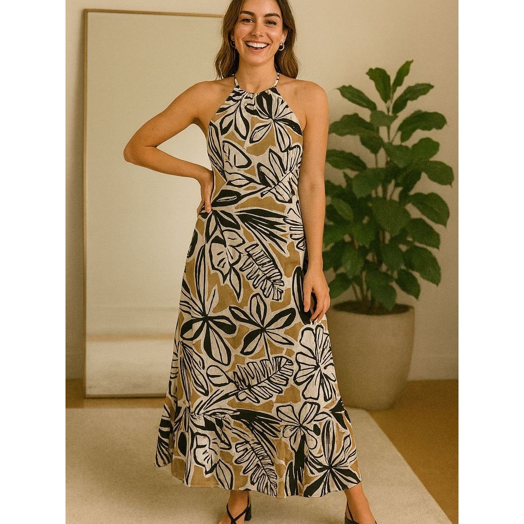 Vestido Feminino Longo Alça Ajustável Elástico Tecido Viscose entrega imediata