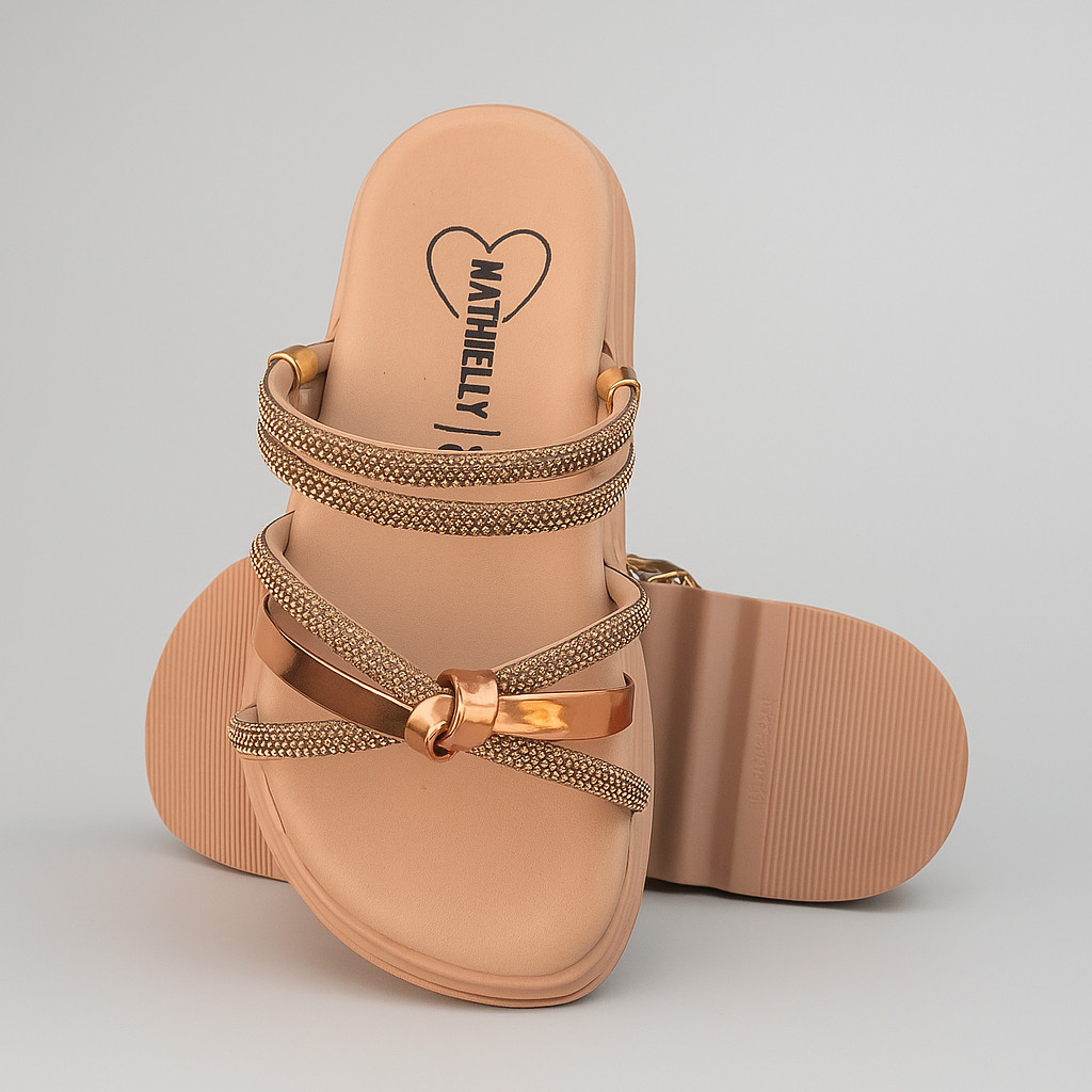 Sandália Birken Papete Feminina Infantil Strass Brilho Confortável Moda