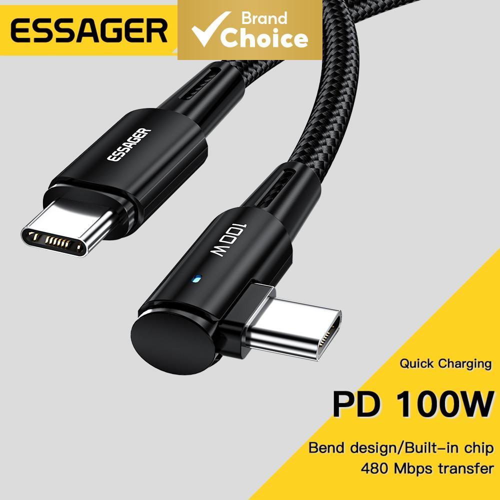 Essager PD 100W Cabo USB Tipo C para C 5A Cabo de Carregamento Rápido para Celular MacBook iPad Oneplus Xiaomi iPhone16