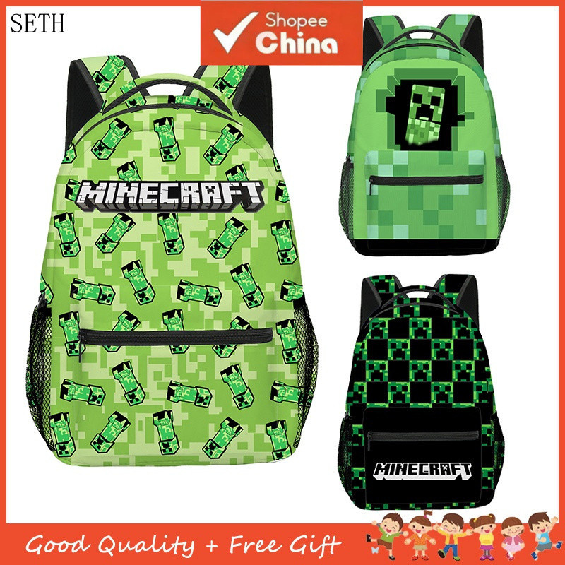 Mochila Impressa de Anime Minecraft para Meninos de 7 a 12 Anos, Grande Capacidade, Estilo de Rua Legal e Leve SAE 7UIT em Oferta na Shopee