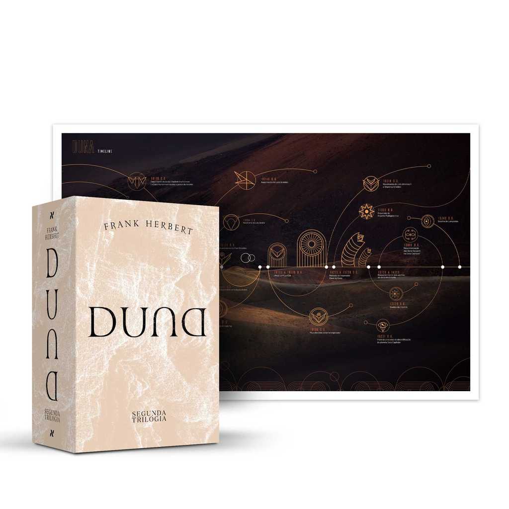 Box Duna: Segunda Trilogia Pôster Cronologia Duna Livro Leitura Light