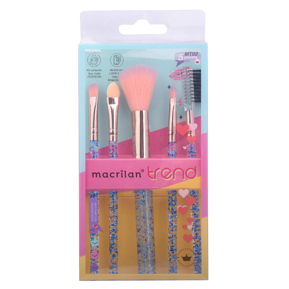 KIT TREND COM 5 PINCÉIS MACRILAN LINHA TREN JUVENIL KIDS MAKE