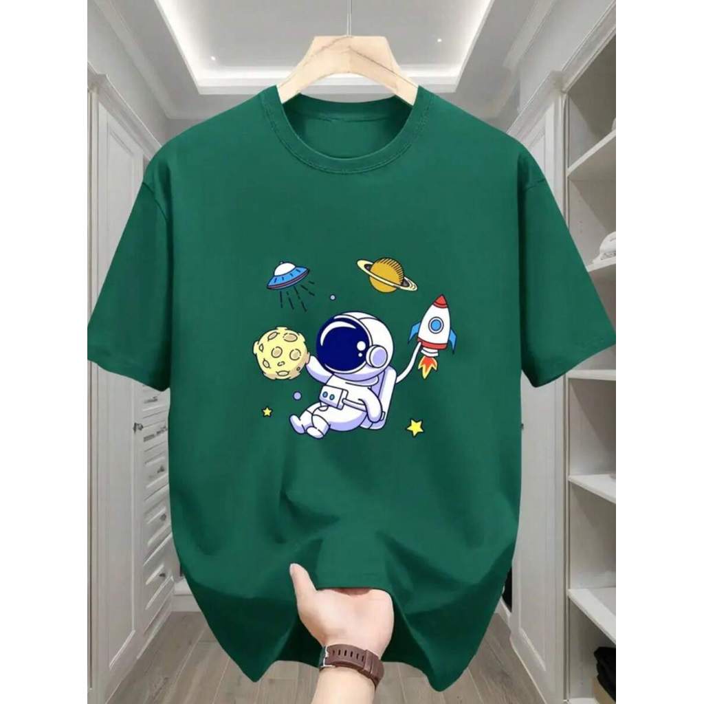Camiseta Unissex Masculina estampada Astronauta Foguete 100% algodão manga curta e gola redonda moda verão Lançamento