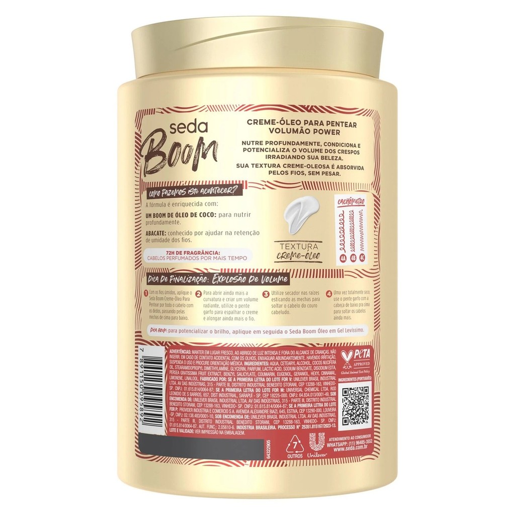 Detalhes do Seda Boom Creme-Óleo Nutritivo Para Pentear  Volumão Power 1Kg